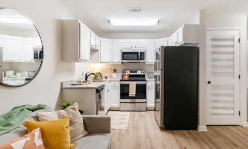 Well-lit kitchen with ample counter space
